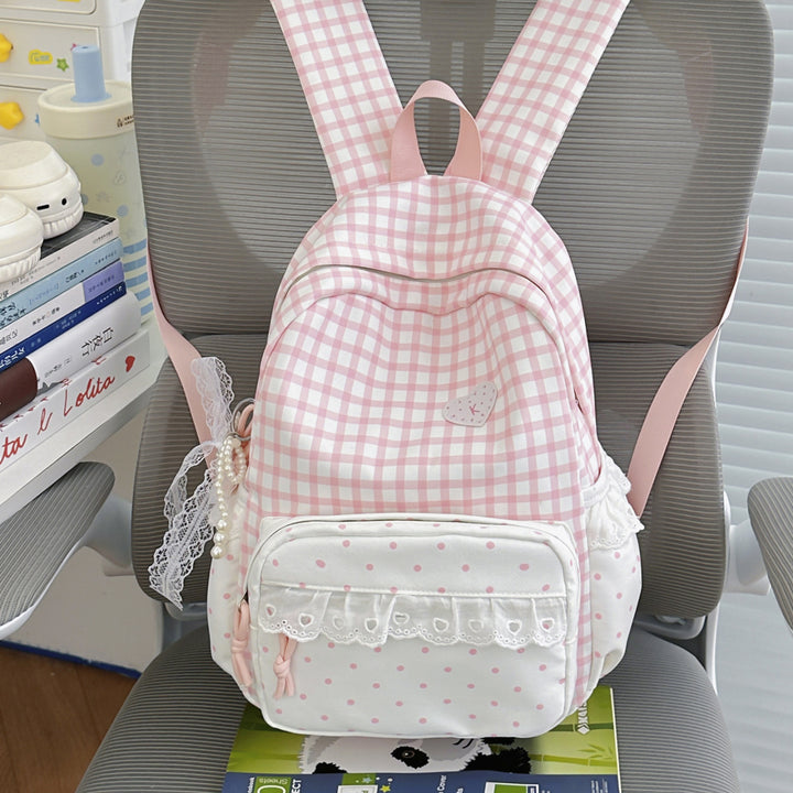 Playful Gingham Pattern Backpack