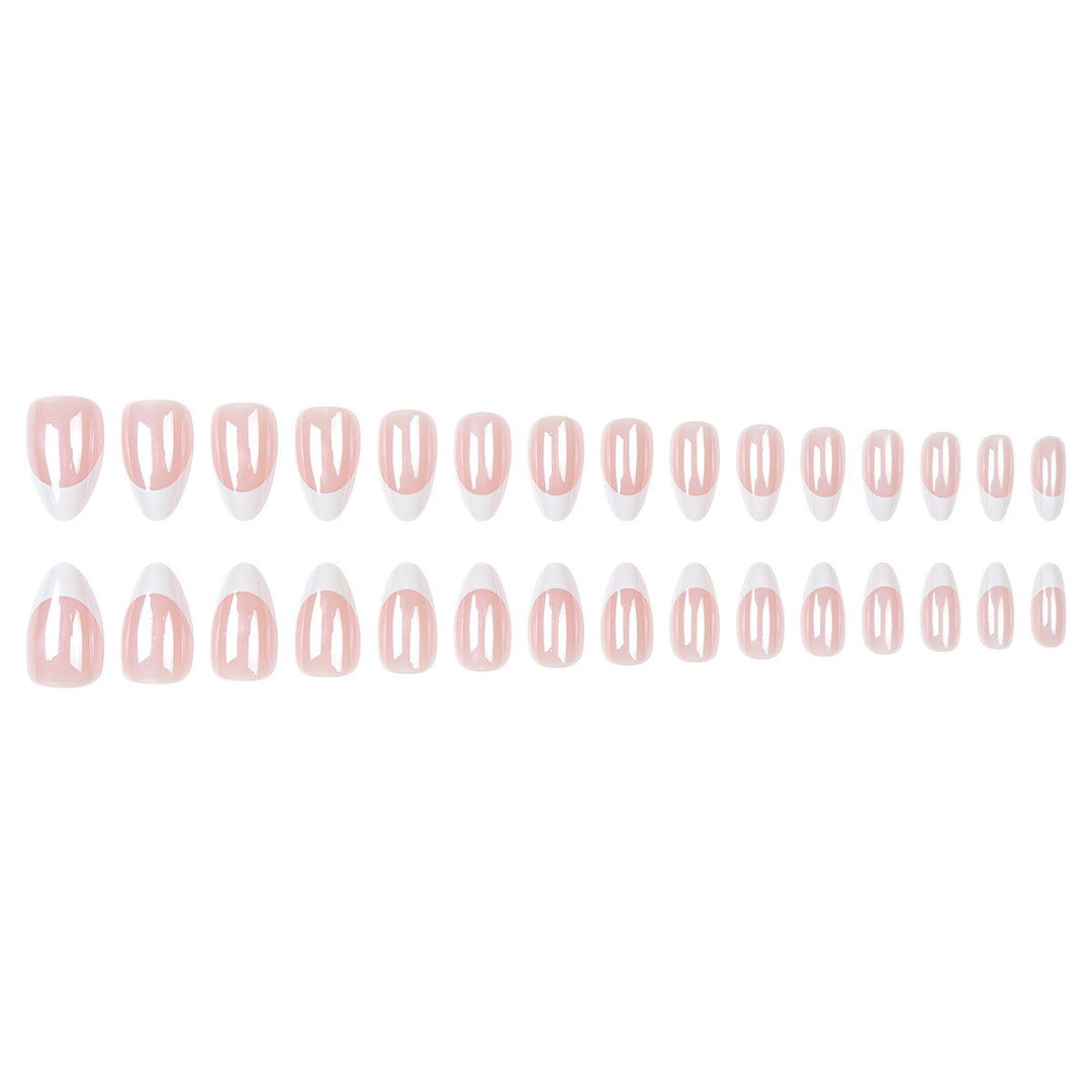 Premium Glossy French Tip Press-On Nails Bowlift
