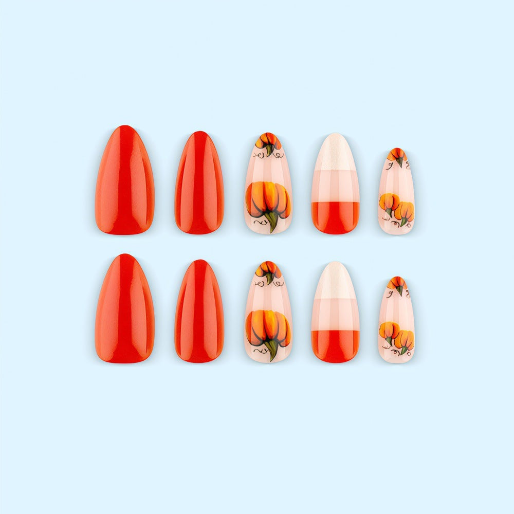 Artificial nails with autumn pumpkin design Bowlift