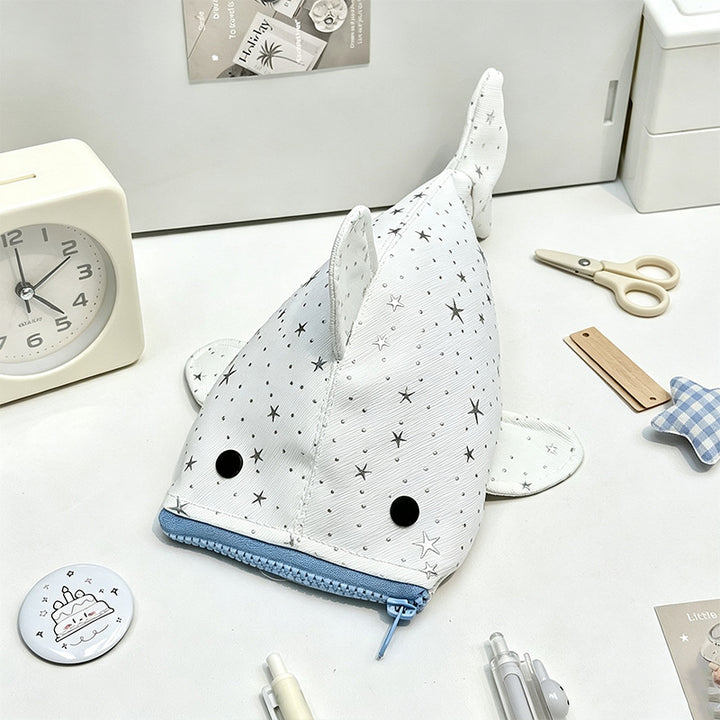 Shark-Shaped Zippered Stationery Pouch Bowlift