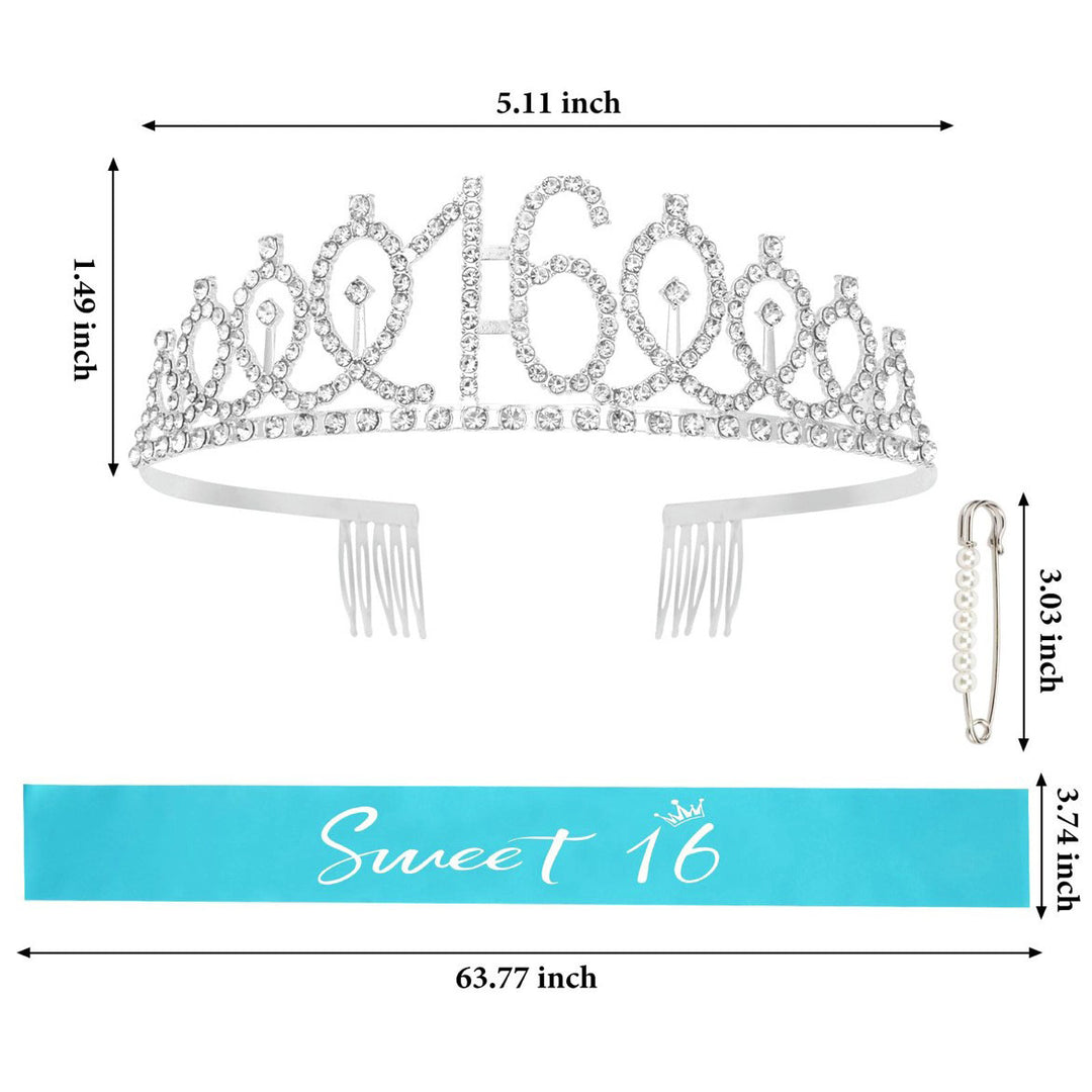 Women's birthday crown and sash set with glitter stones Bowlift