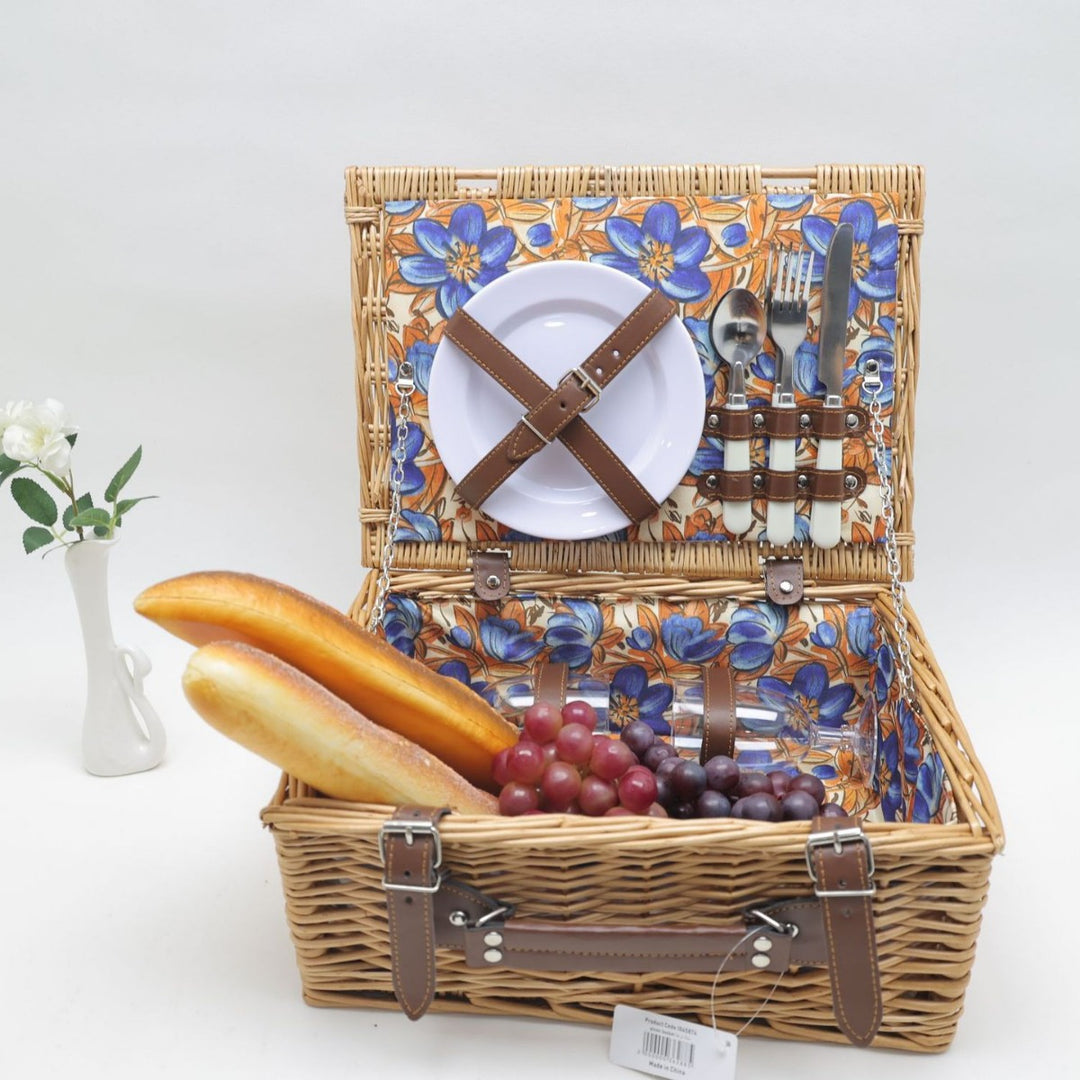 Ladies picnic basket with integrated dish set and insulated cooler bag Bowlift