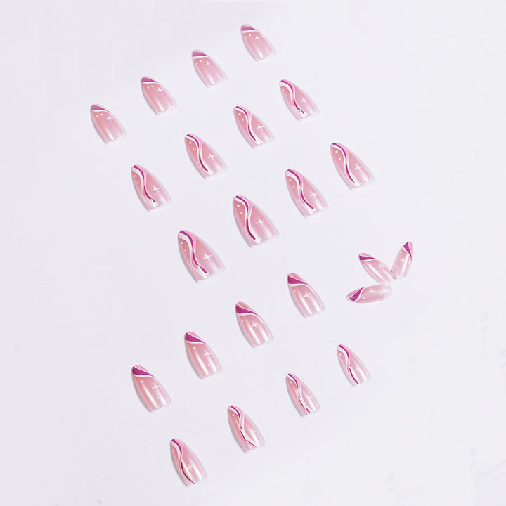 Elegant artistic nail extensions with delicate gradient and accented lines Bowlift