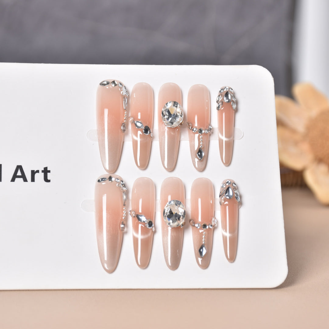 Decorative Press-On Nails with Gem Accents Bowlift