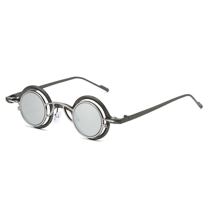 Women's Retro Round Sunglasses with Double Frame Bowlift