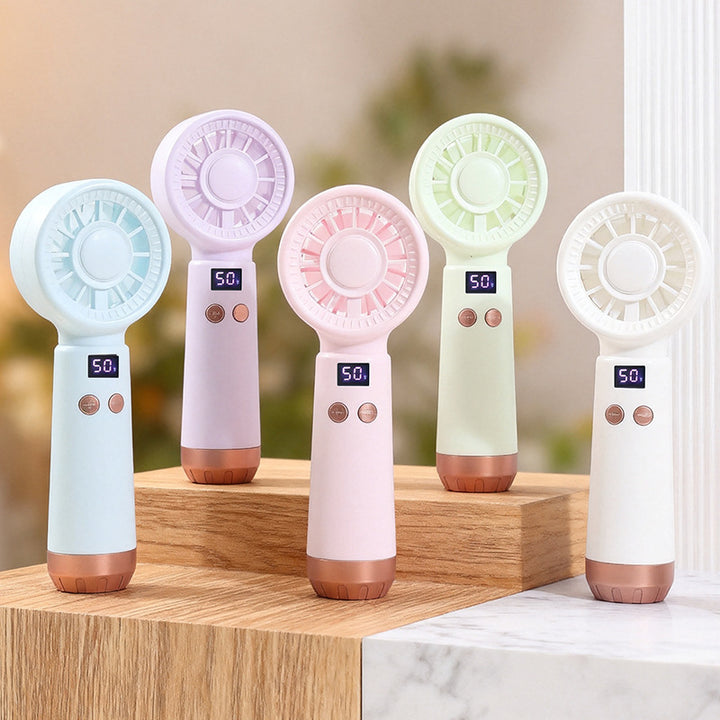 Cooling portable rechargeable bladeless handheld fan with LED speed display and USB charging Bowlift