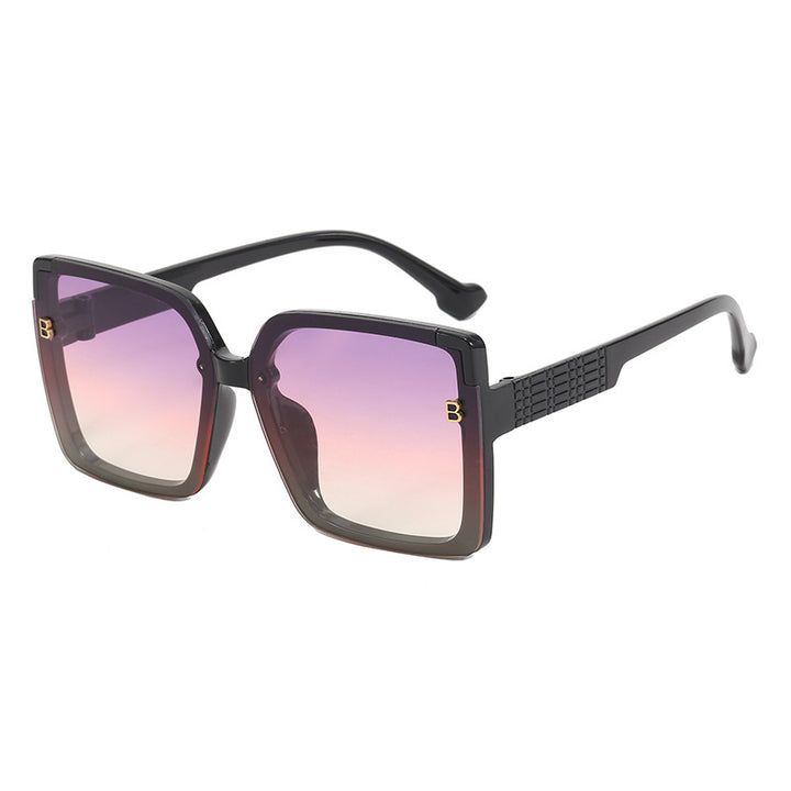 Women's fashionable square sunglasses with textured temple design Bowlift