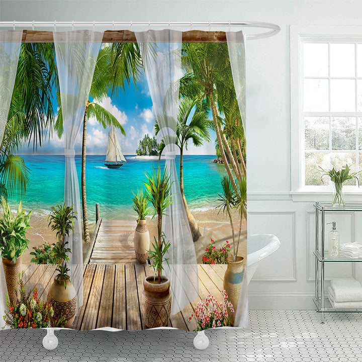 Tropical Oasis Shower Curtain Bowlift