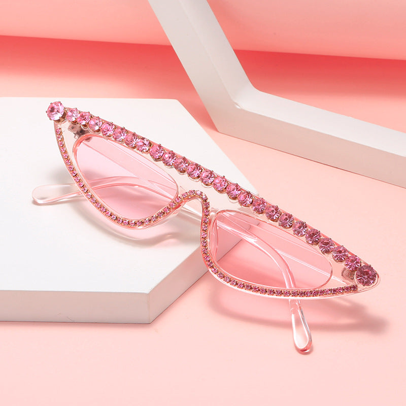 Women's Cat-Eye Sunglasses with Sparkling Stone Accents Bowlift