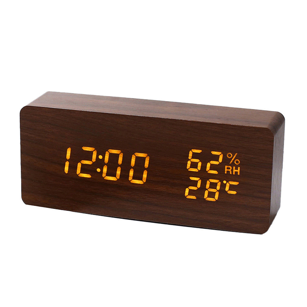 Modern Wooden LED Digital Alarm Clock with Temperature Humidity Display and Touch Controls Bowlift