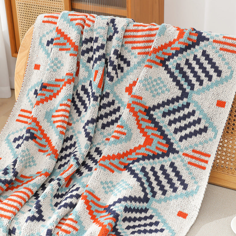 Women's Patterned Snuggle Blanket with Fringe and Geometric Design Bowlift