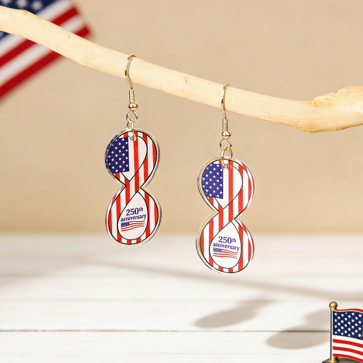 Women's eye-catching statement earrings made of acrylic with patriotic bow pendant Bowlift