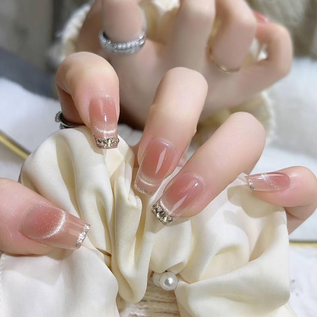 Elegant Glitter Tip Press-On Nail Set Bowlift