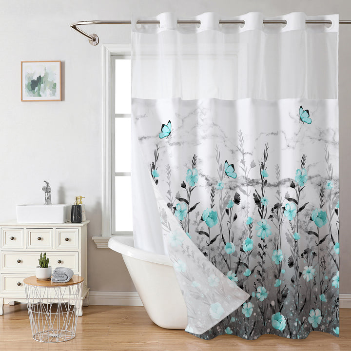 Floral Design Shower Curtain Bowlift