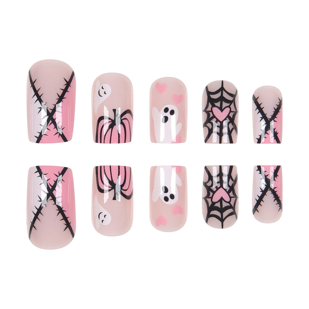 Haunted Ghost-Theme Press-On Nail Art Bowlift
