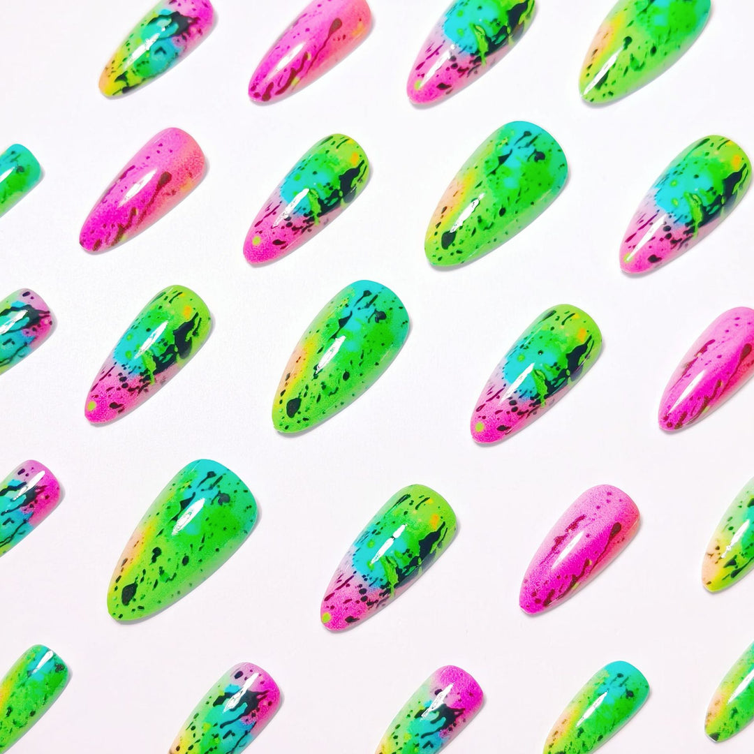 Artistic Neon Splash Nail Art Bowlift