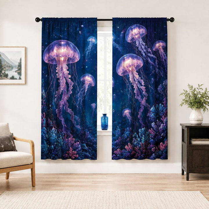 Artistic Floral Print Window Drapes
