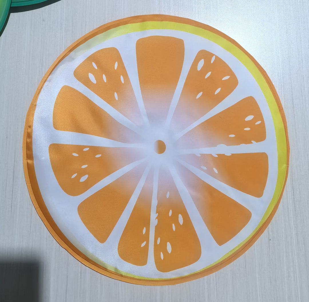 Unisex nano round beach towel made of microfiber with citrus slice pattern and sand-free design Bowlift