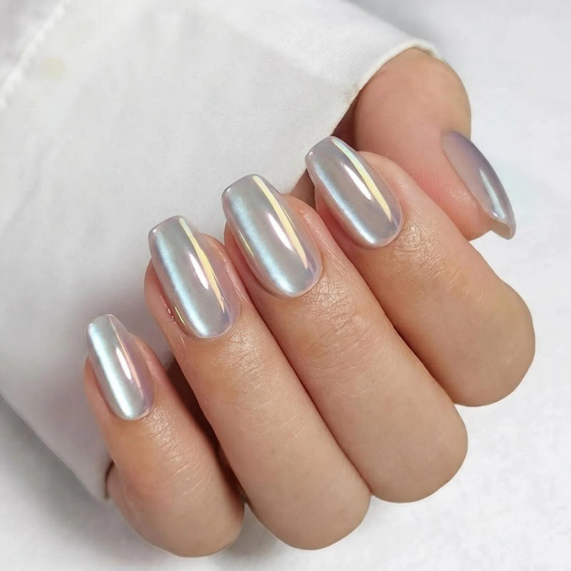 Iridescent Glossy Press-On Nail Set Bowlift