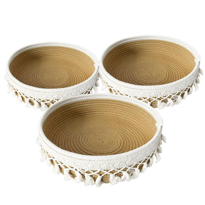 Women Decorative Storage Basket with Tassels Bowlift