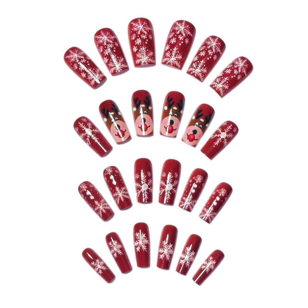Artificial nails with festive reindeer and snowflake design Bowlift