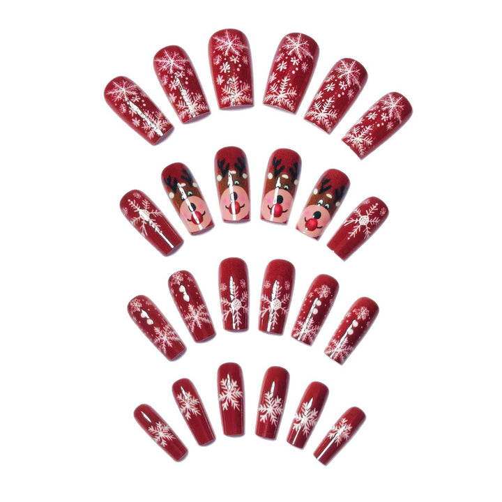 Artificial nails with festive reindeer and snowflake design Bowlift