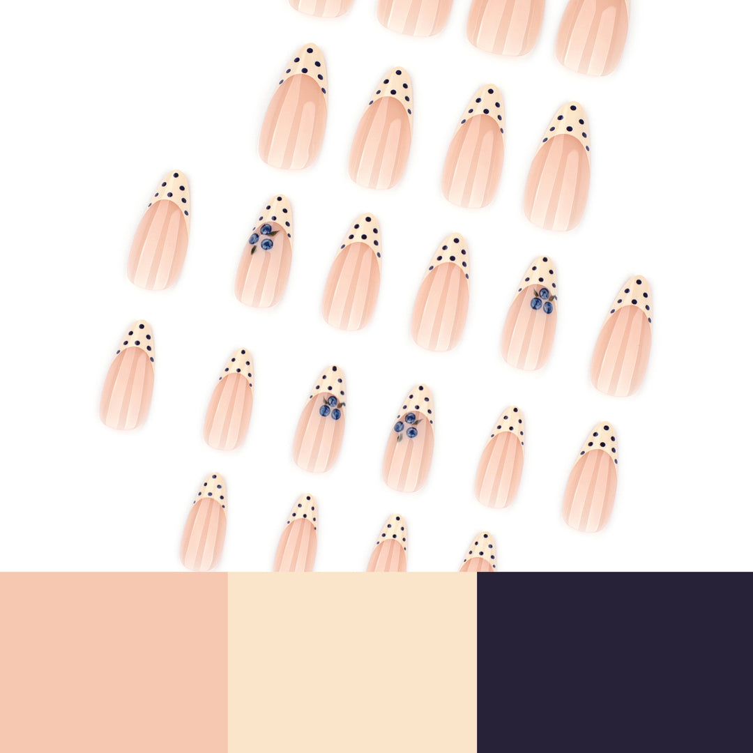 Artful Nail Extensions with Delicate Flower and Dot Design Bowlift