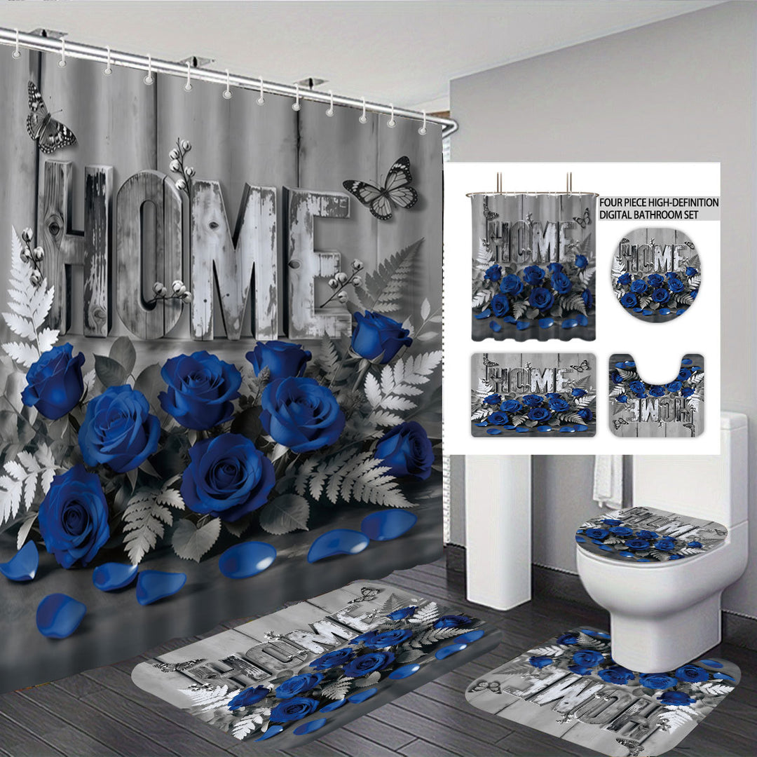 Artistic Floral Theme Bathroom Décor Set Bowlift
