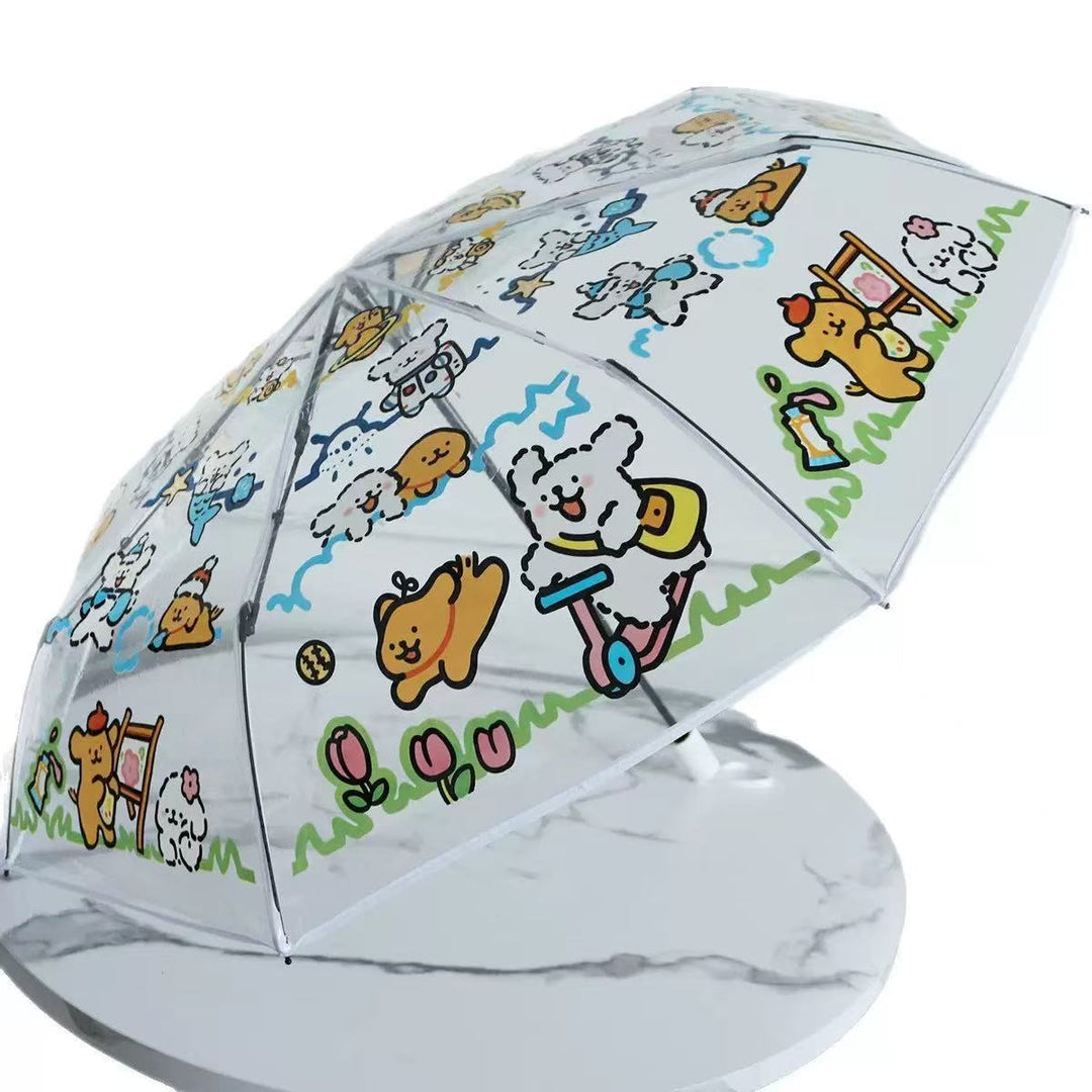 Women's Transparent Umbrella with Animal Patterns Bowlift