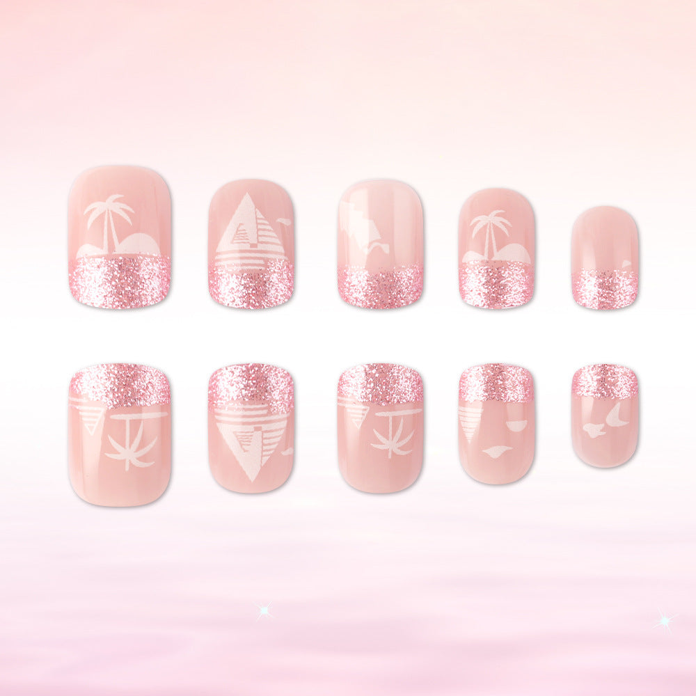 Tropical Beach-Themed Nail Art Design Bowlift