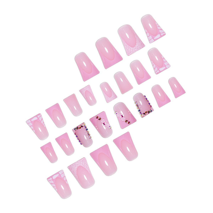 Glamorous Acrylic Press-On Nail Extensions with Decorative Rhinestones Bowlift