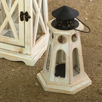 Handcrafted Hexagonal Wooden Lighthouse Tea Light Lantern Bowlift