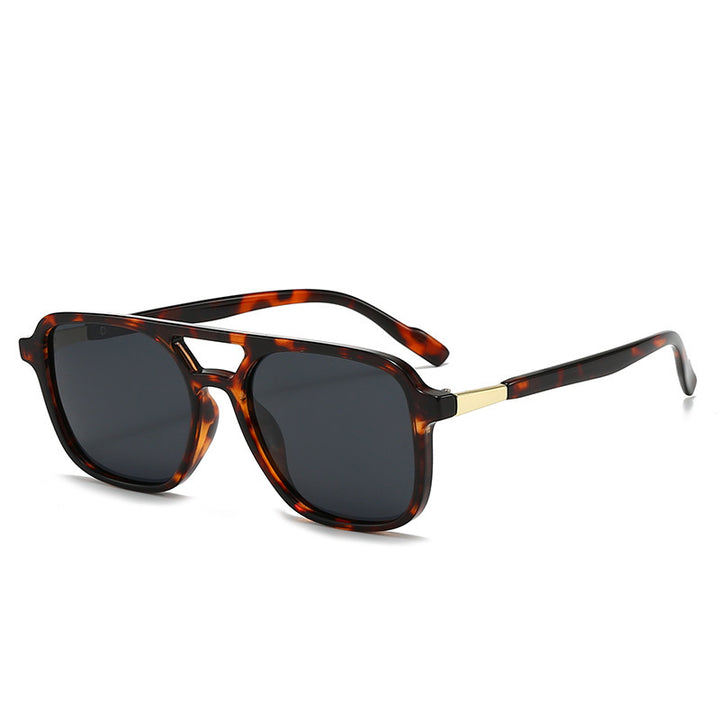 Square Aviator Sunglasses with Cutout Double Bridge and Polarized Gradient Lenses Bowlift