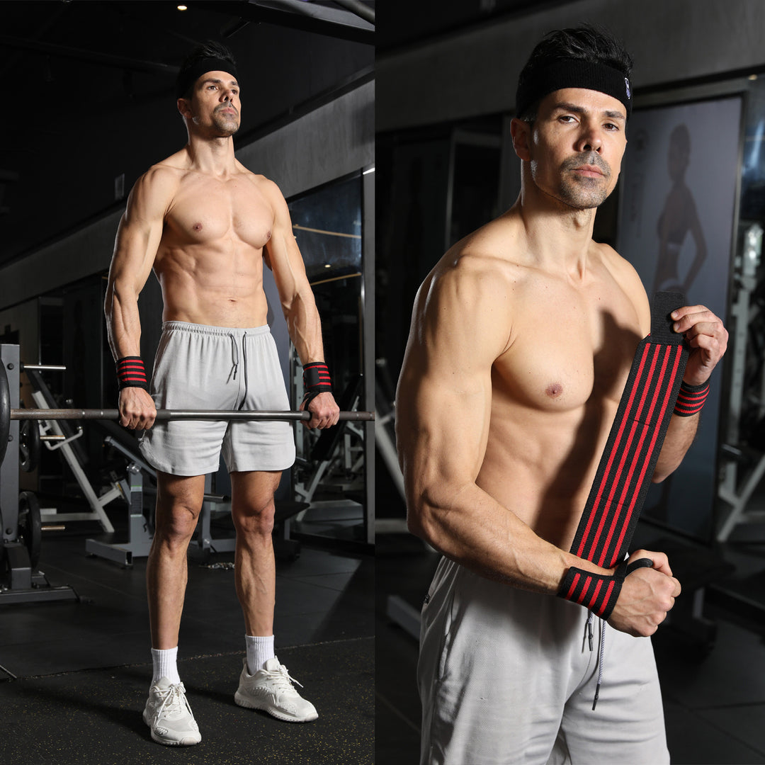 Heavy-Duty Elastic Wrist Wraps with Thumb Loop and Velcro Compression Bowlift