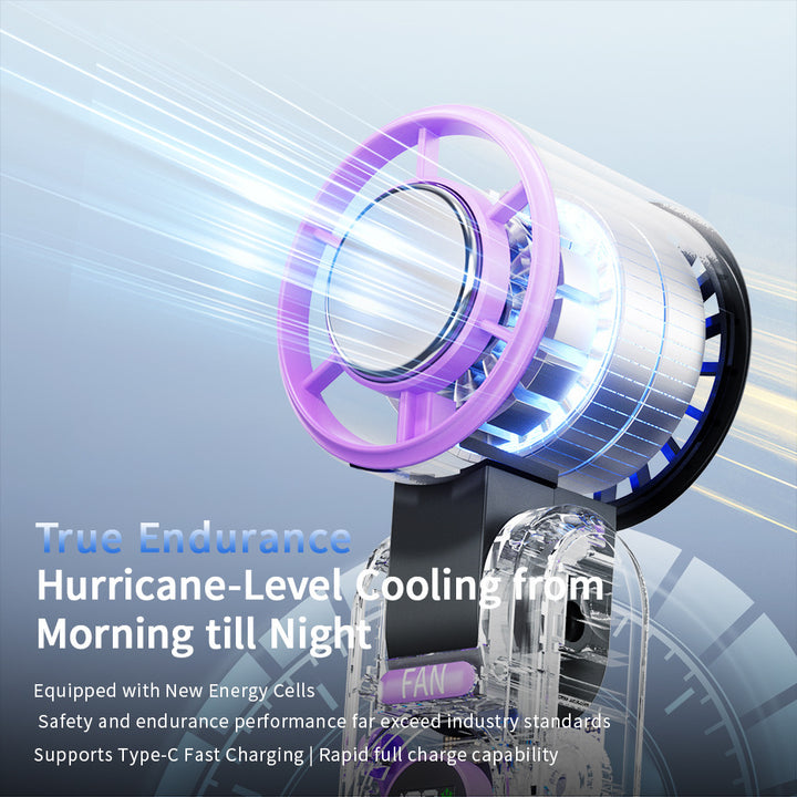 Women's Portable Hand Fan with Digital Temperature Display Bowlift