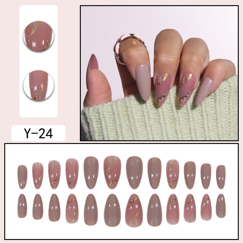 Elegant Floral Accented Stiletto Press-On Nails Bowlift