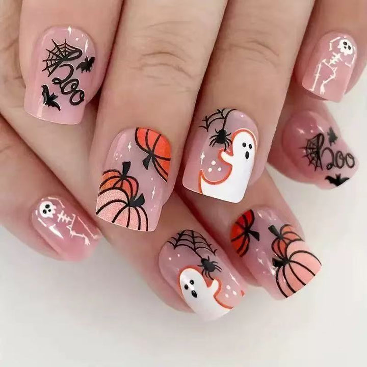 Halloween Artificial Nail Set with Creepy 3D Designs and Spider Decorations Bowlift