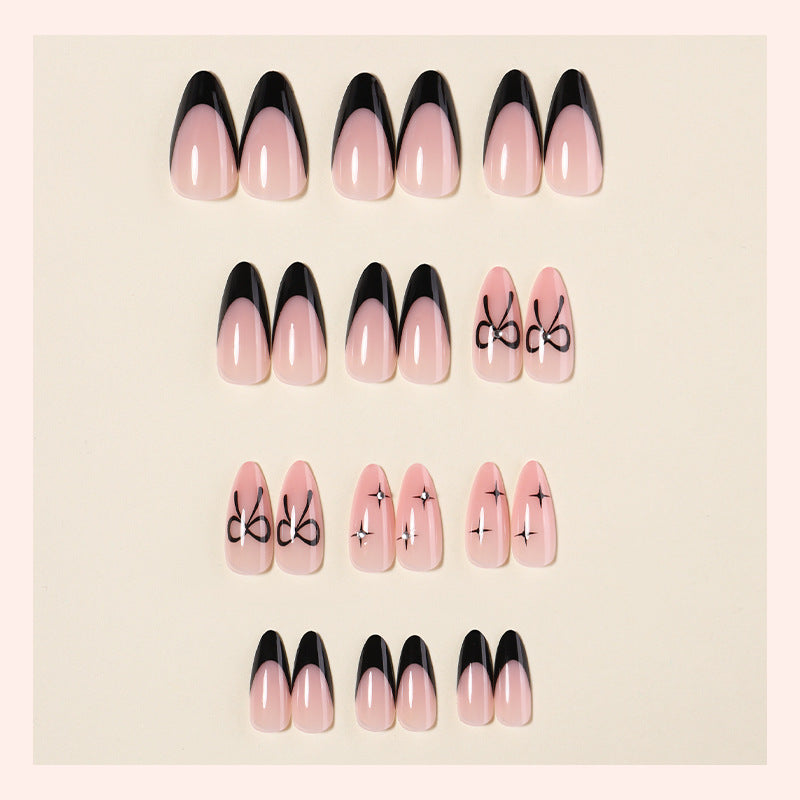 Elegant Press-On Nail Set with Artistic Bow Designs Bowlift