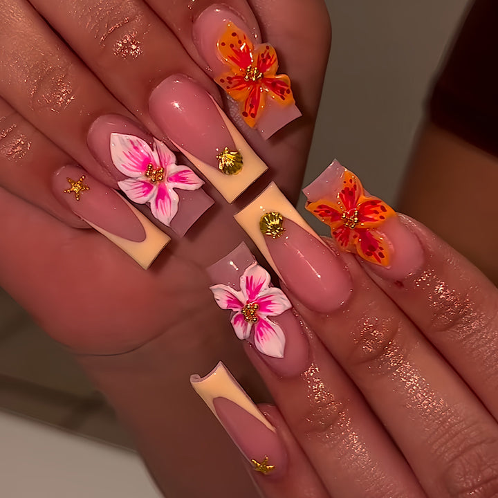 Artistic Floral Luxury Press-On Nails Bowlift
