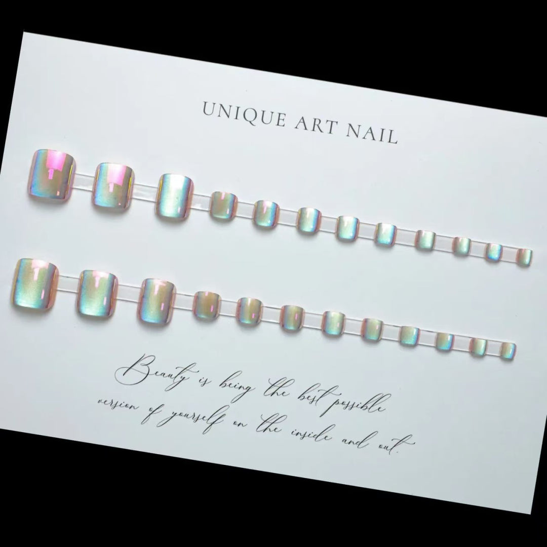 Artistic Holographic Press-On Nail Tips Bowlift