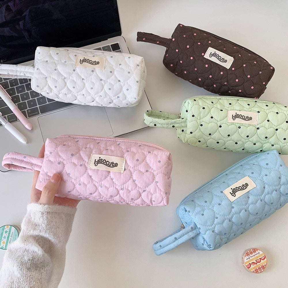 Quilted Heart-Shaped Pencil Case Bowlift