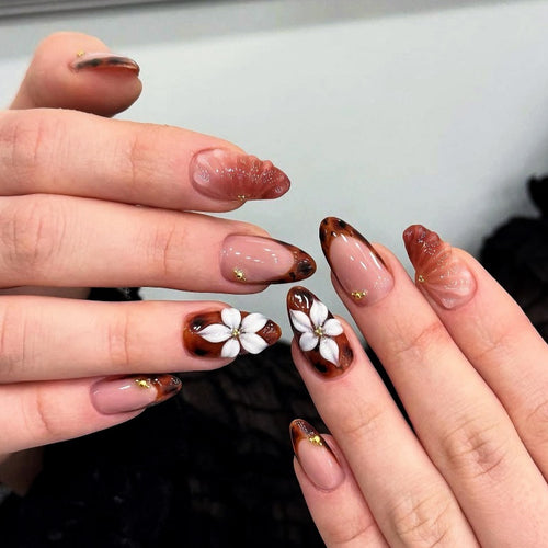 Decorative Floral Press-On Nail Set Bowlift 1787294358