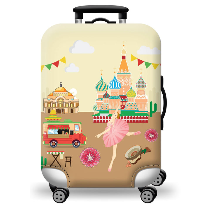 Hard Shell Luggage with Earth Design Bowlift