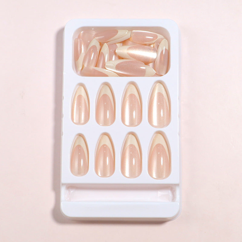 Glossy Long Almond-Shaped Press-On Nail Set Bowlift