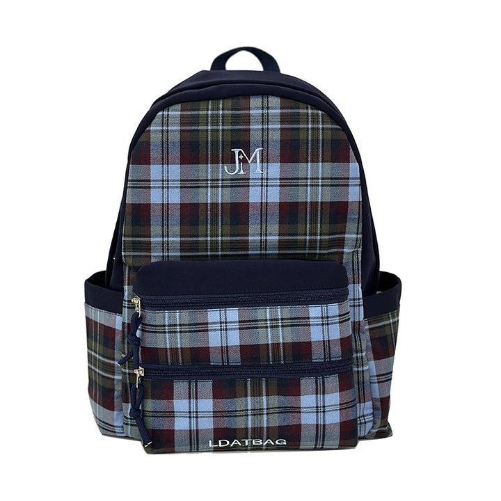 Checked Pattern Lightweight School Backpack Bowlift