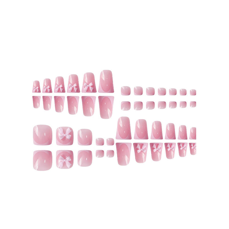 Decorative Press-On Nail Art with Bow Accents Bowlift