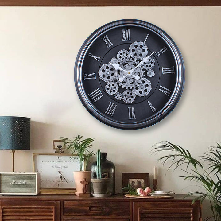 Wall clock with modern mechanical design Bowlift
