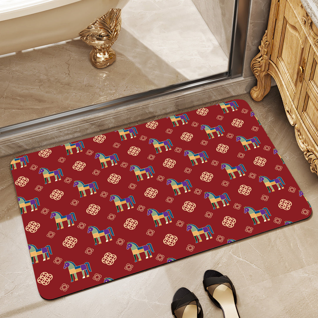 Playful Horse-Themed Memory Foam Bath Mat Bowlift