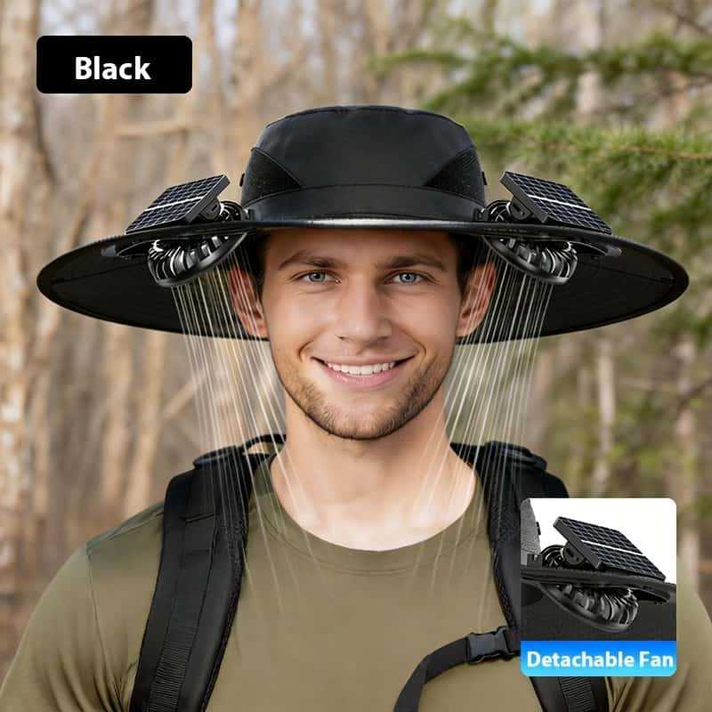 UV-Protect-Sun Hat with removable face and neck protection, integrated solar fan and breathable mesh Bowlift