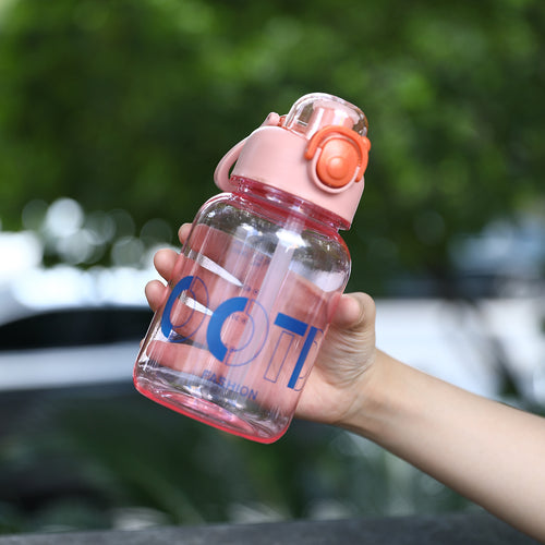Women's transparent sports water bottle with practical Bowlift attachment